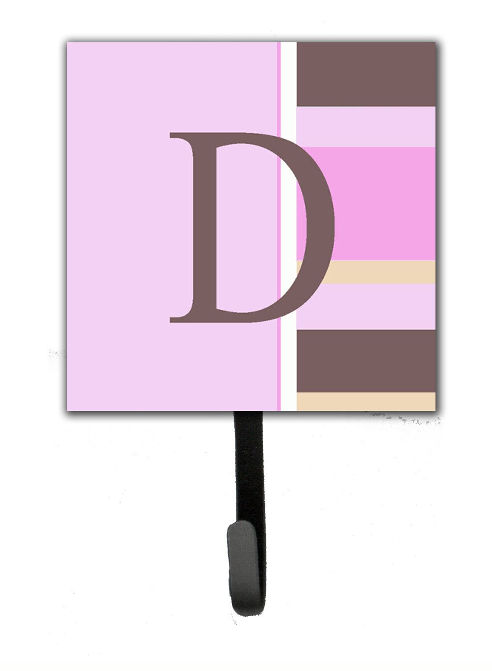 Letter D Initial Monogram - Pink Stripes Leash Holder or Key Hook by Caroline&#39;s Treasures