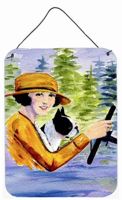 Woman driving with her Boston Terrier Wall or Door Hanging Prints by Caroline's Treasures
