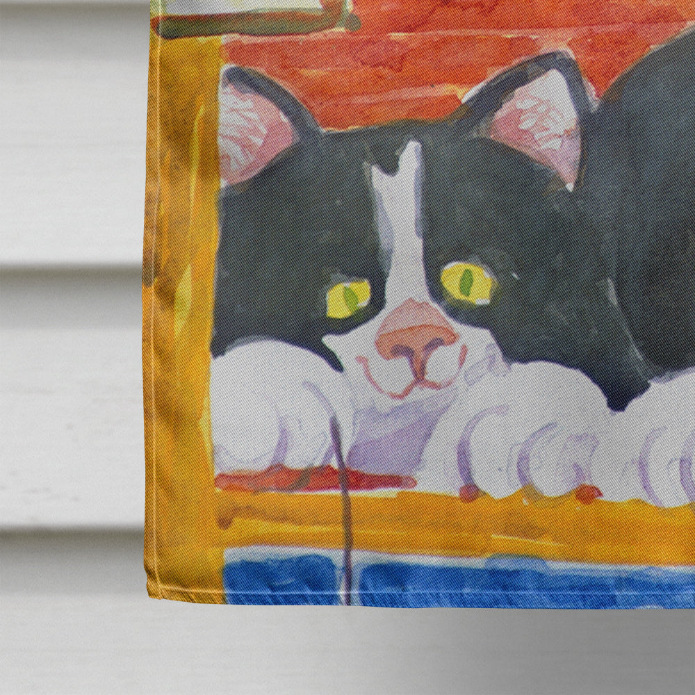 Black and White Cat  No Fishing Flag Canvas House Size  the-store.com.
