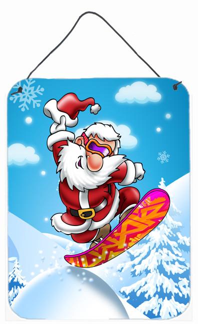 Christmas Santa Claus Snowboarding Wall or Door Hanging Prints APH6388DS1216 by Caroline's Treasures