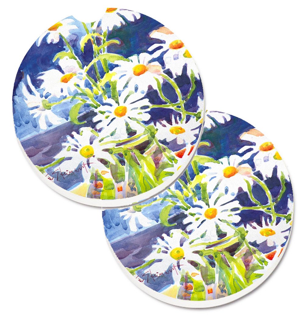 Flowers - Daisy Set of 2 Cup Holder Car Coasters 6003CARC by Caroline&#39;s Treasures