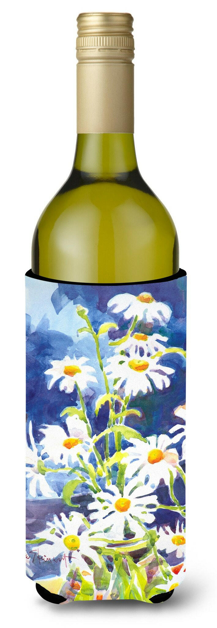 Flowers - Daisy Wine Bottle Beverage Insulator Beverage Insulator Hugger by Caroline&#39;s Treasures