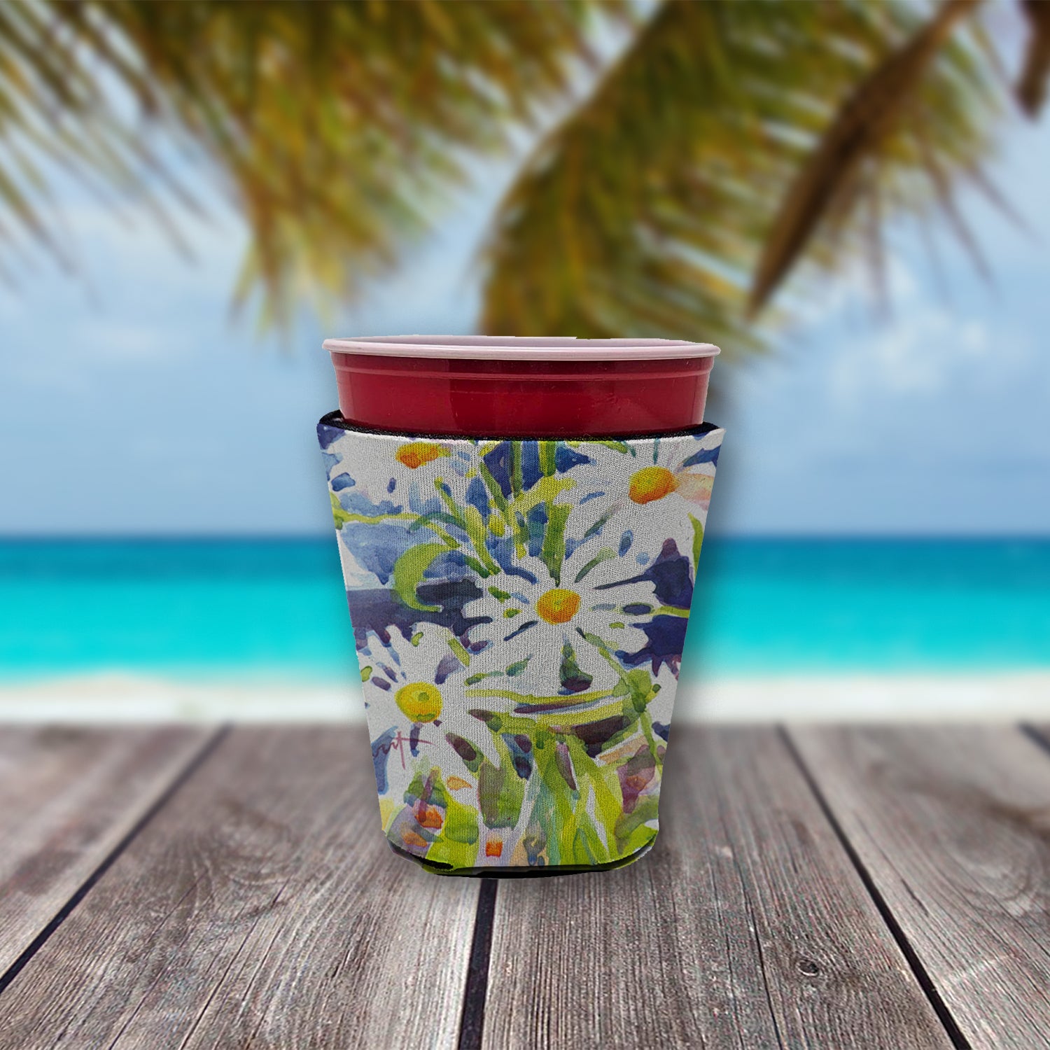Fleurs - Daisy Red Solo Cup Beverage Isulator Hugger