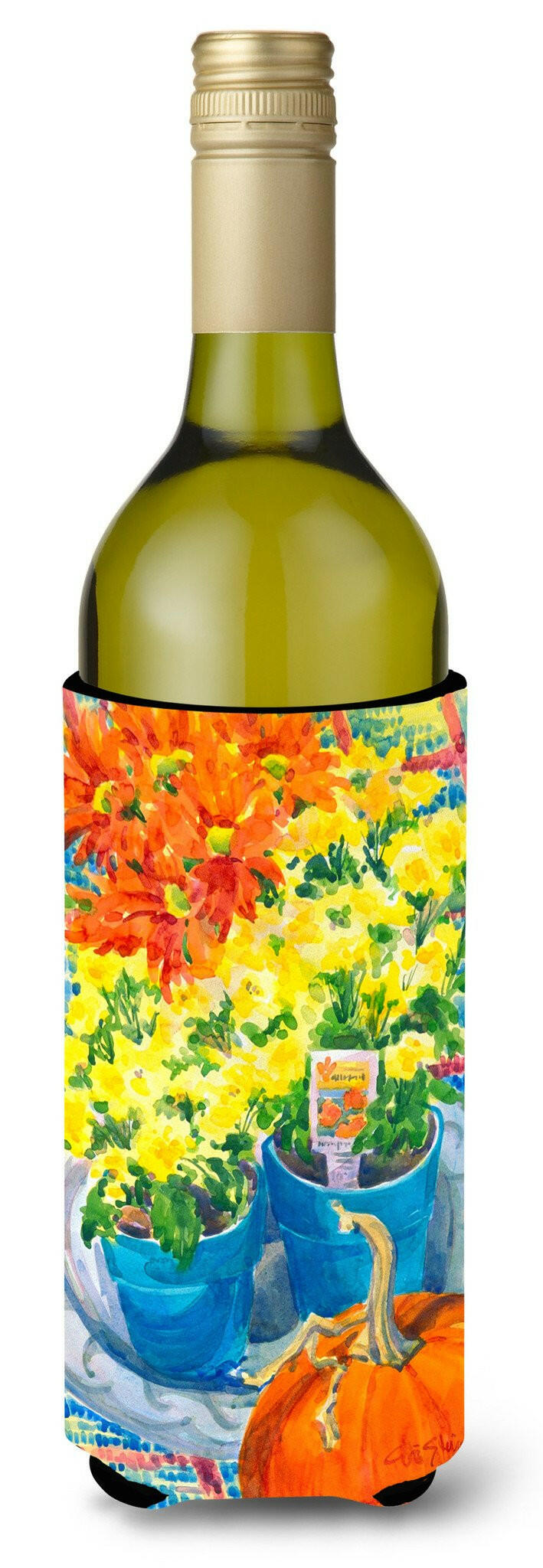 Flower - Mums Wine Bottle Beverage Insulator Beverage Insulator Hugger by Caroline&#39;s Treasures