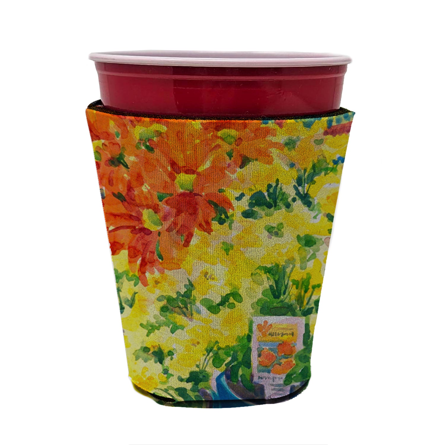 Flower - Mums Red Cup Beverage Insulator Hugger