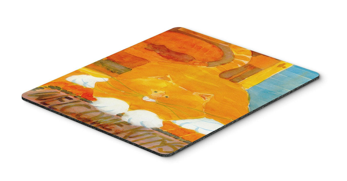 Orange Tabby Welcome Cat  Mouse Pad, Hot Pad or Trivet by Caroline&#39;s Treasures
