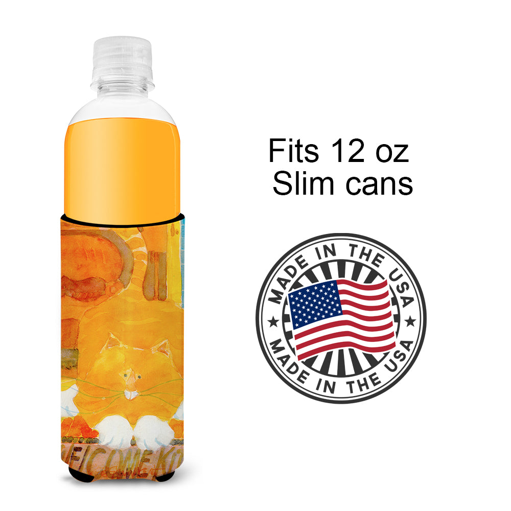 Big Orange Cat Welcome Ultra Beverage Insulators for slim cans 6010MUK.