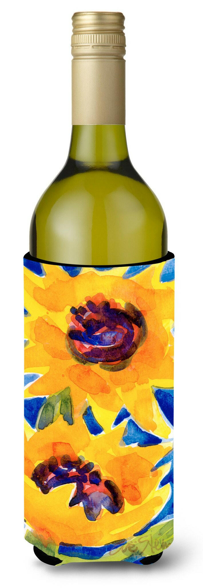 Flower - Sunflower Wine Bottle Beverage Insulator Beverage Insulator Hugger by Caroline&#39;s Treasures