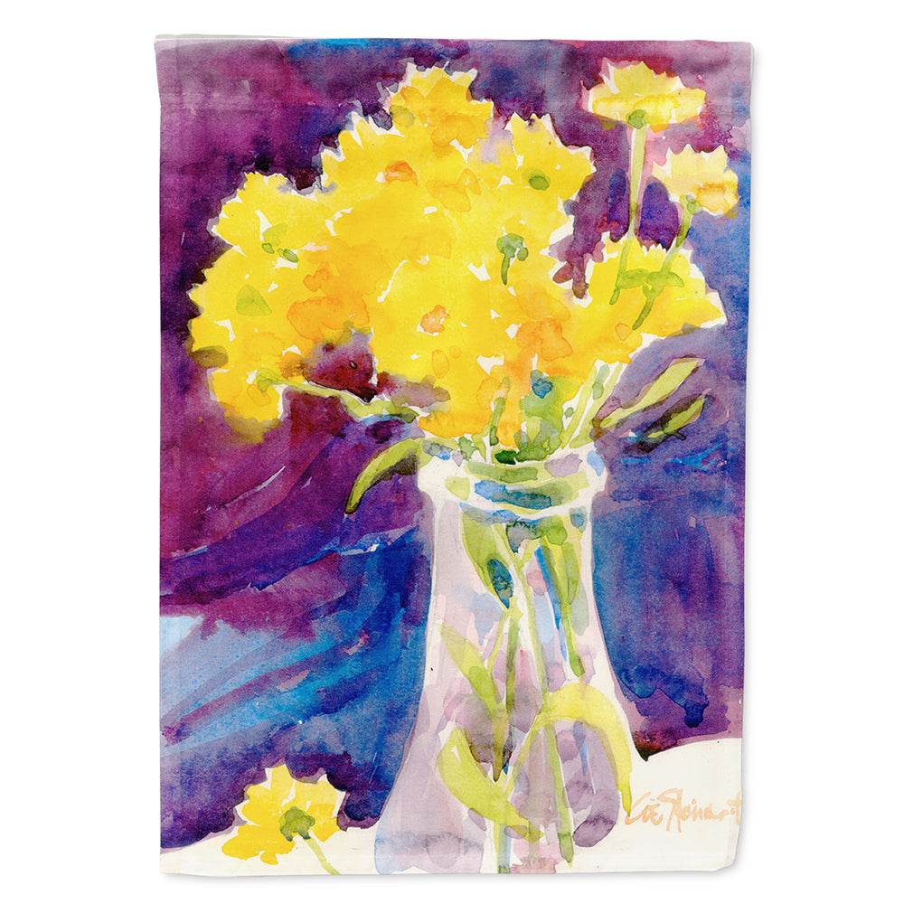 Fleurs jaunes dans un vase Drapeau Toile Taille Maison