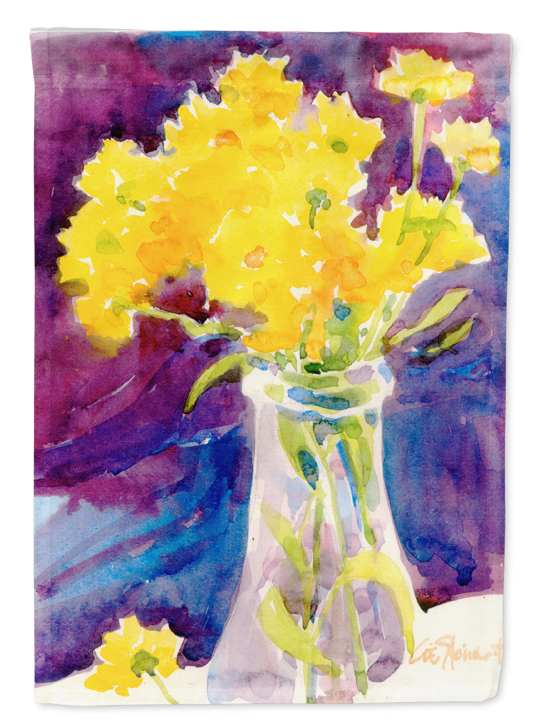 Yellow Flowers in a vase  Flag Garden Size