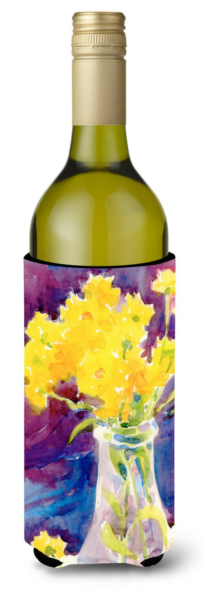 Flower Wine Bottle Beverage Insulator Beverage Insulator Hugger by Caroline&#39;s Treasures