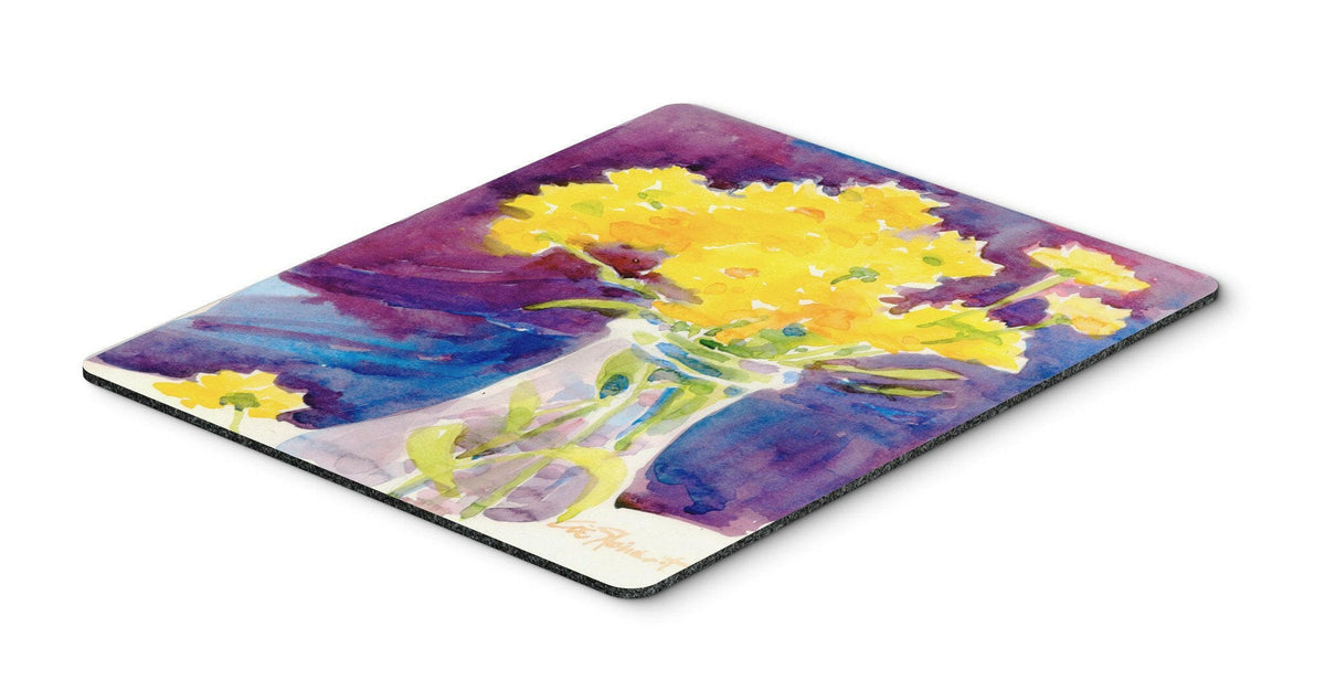 Yellow Flowers in a vase  Mouse Pad, Hot Pad or Trivet by Caroline&#39;s Treasures