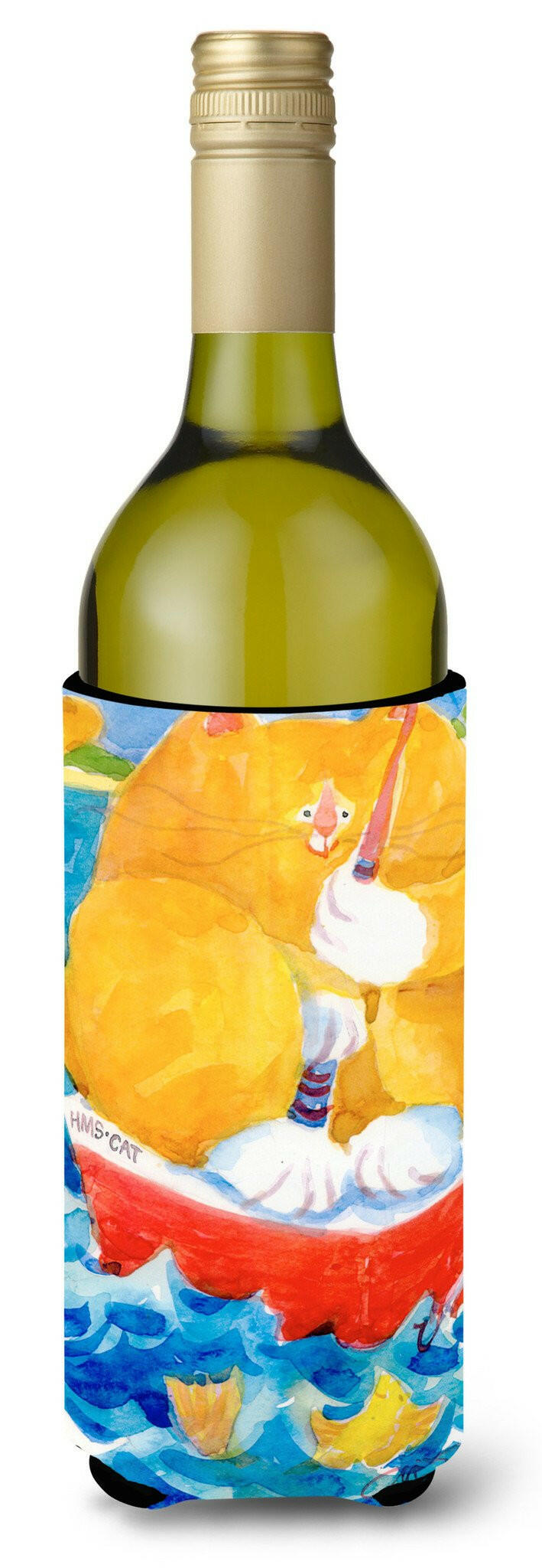 Big Orange Tabby Fishing Wine Bottle Beverage Insulator Beverage Insulator Hugger by Caroline&#39;s Treasures