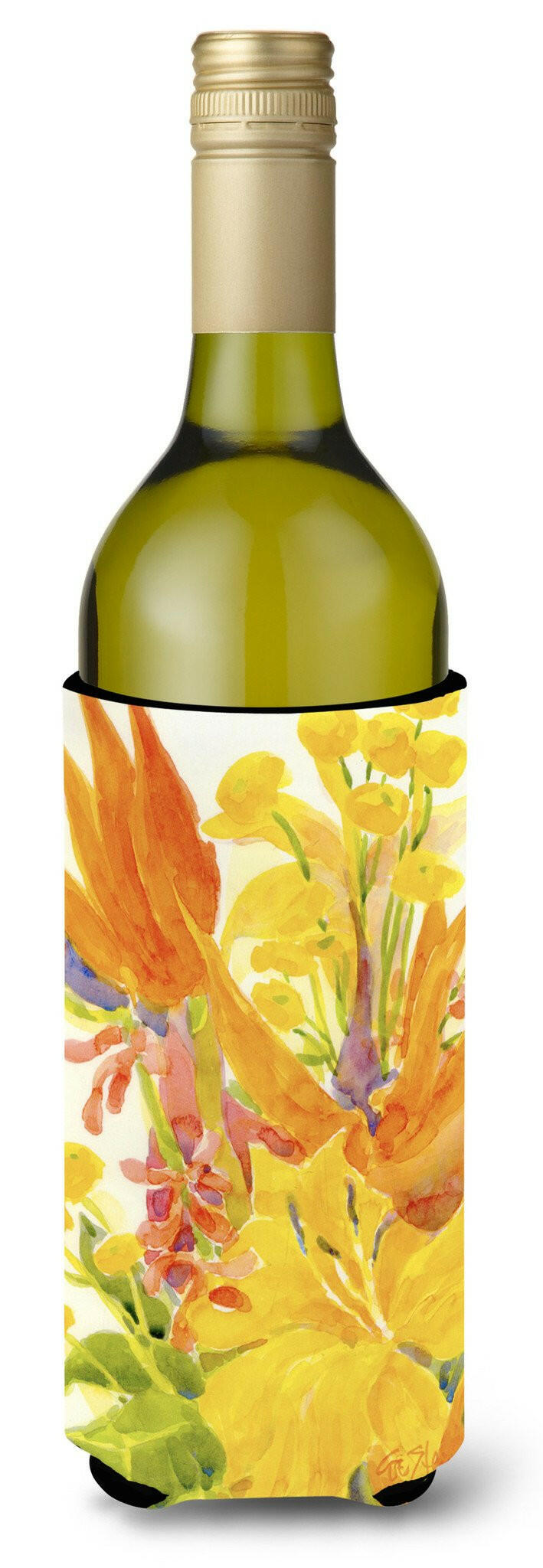 Flower - Bird of Paradise Wine Bottle Beverage Insulator Beverage Insulator Hugger by Caroline&#39;s Treasures