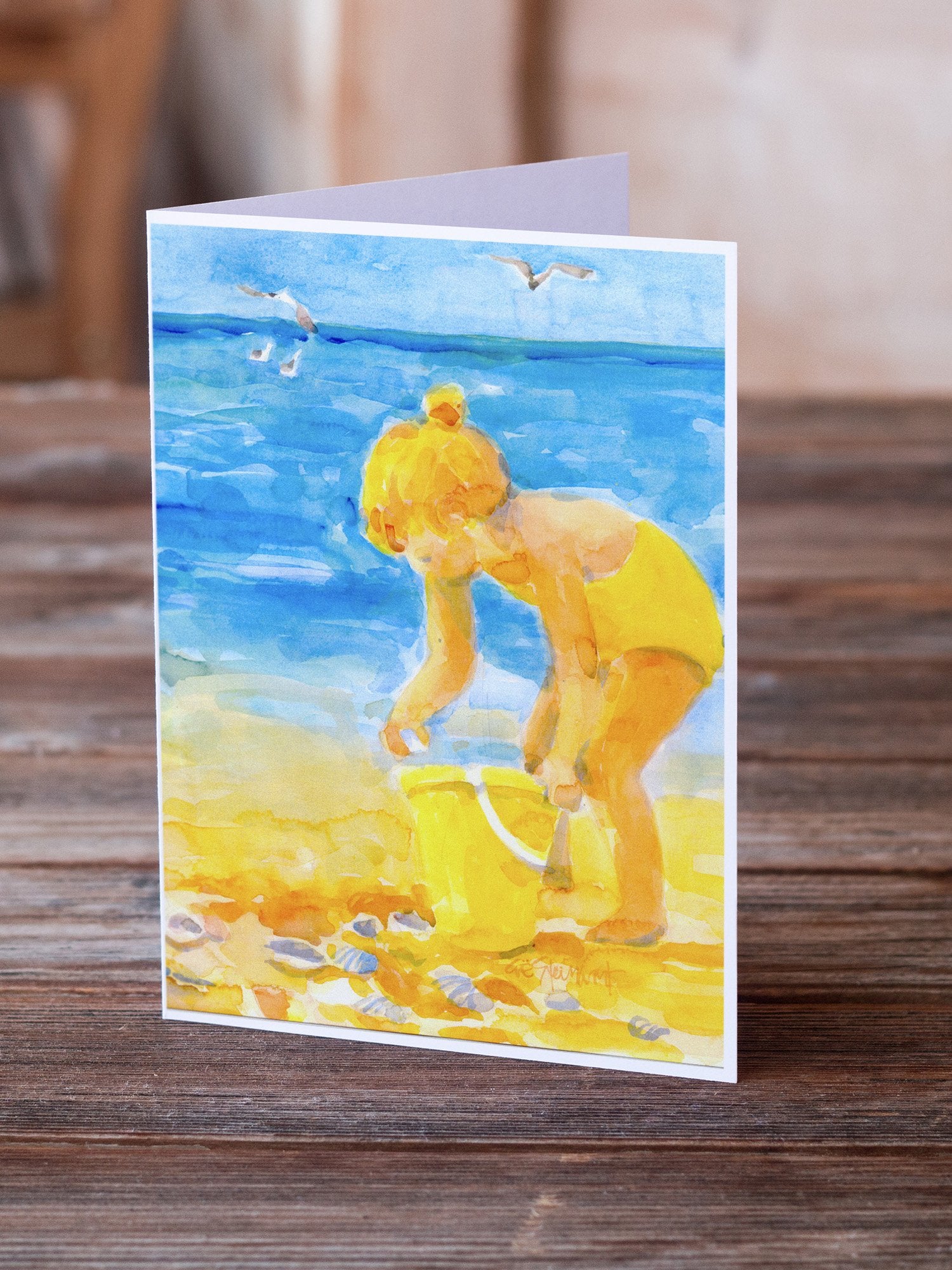 Little Girl at the beach Greeting Cards and Envelopes Pack of 8 - the-store.com
