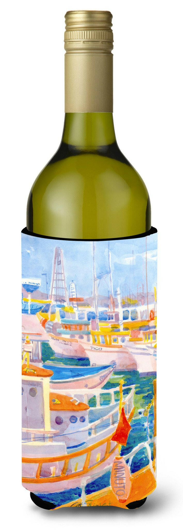 Shirmp Boats Wine Bottle Beverage Insulator Beverage Insulator Hugger by Caroline&#39;s Treasures