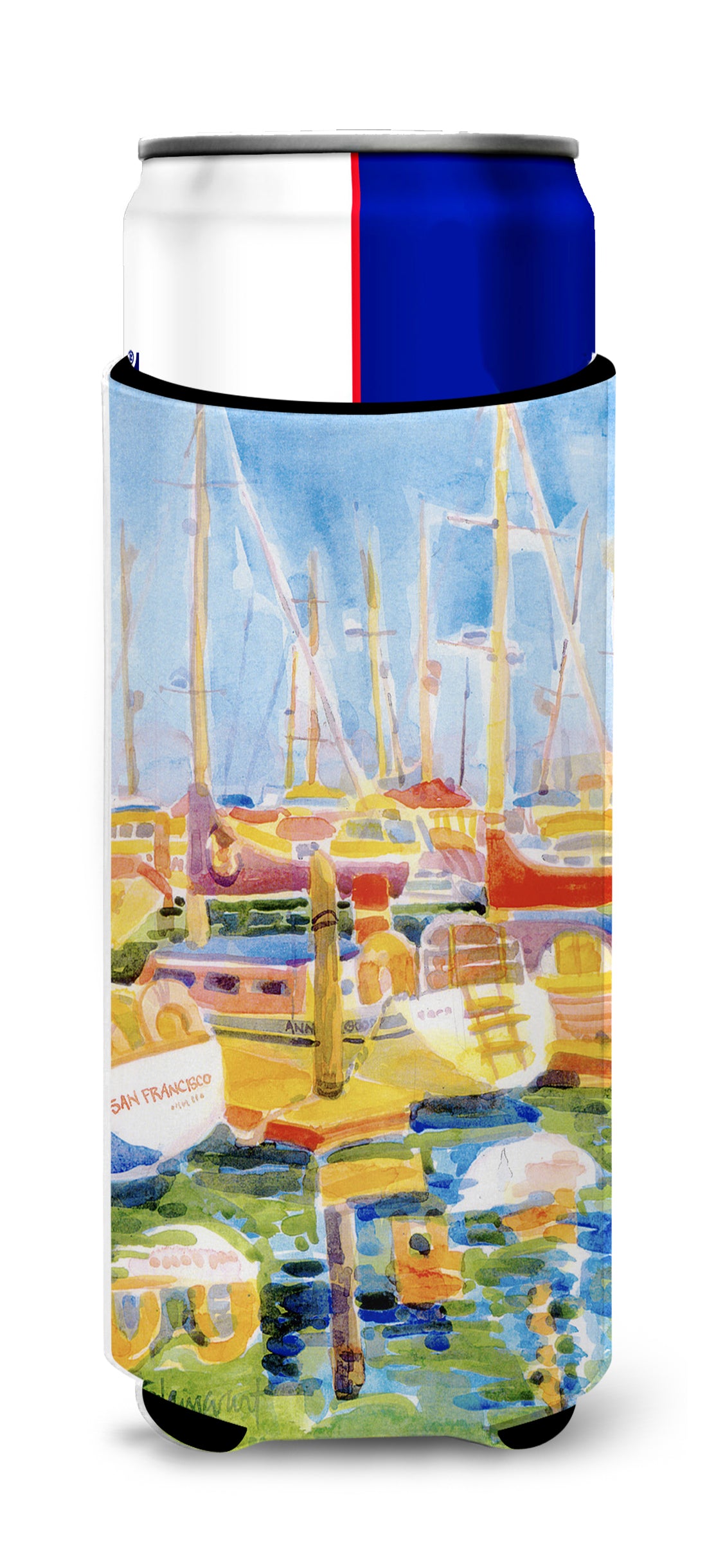 Boats at the Harbour Ultra Beverage Insulators for slim cans 6019MUK