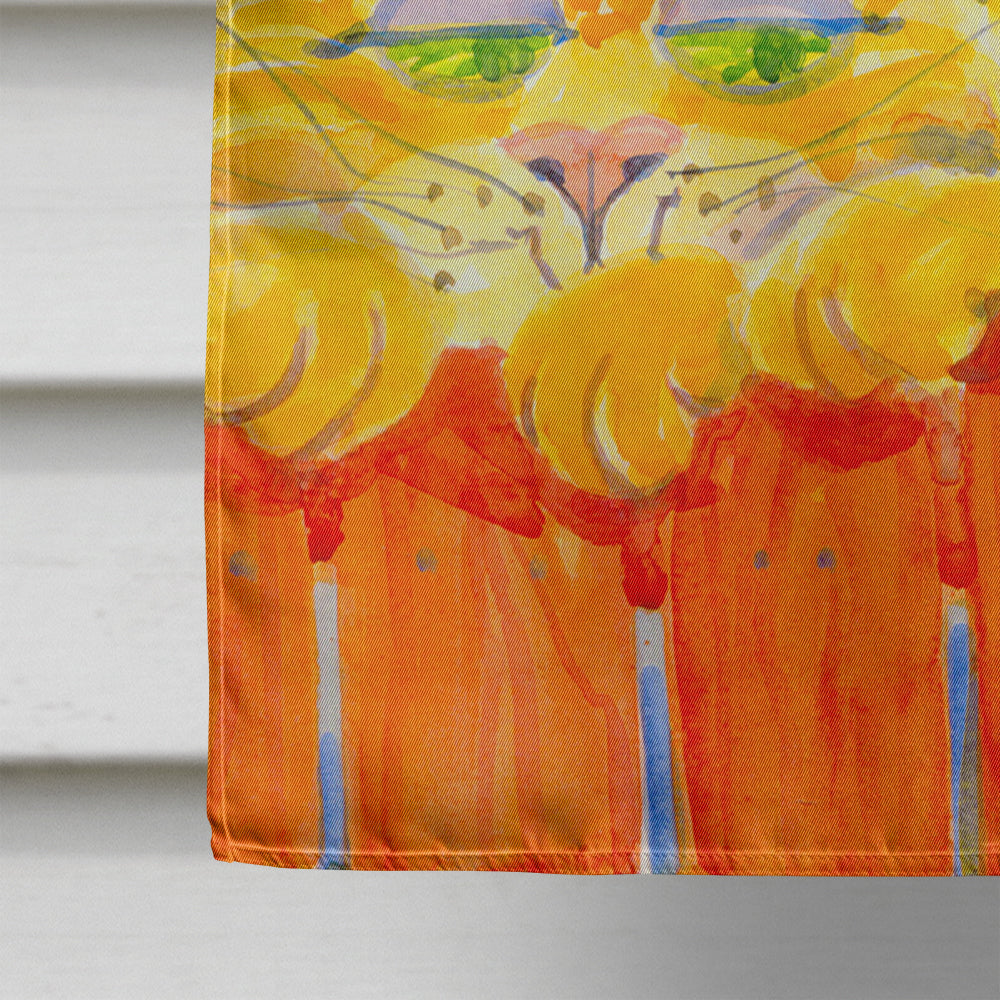 Orange Tabby Cat on the fence  Flag Canvas House Size