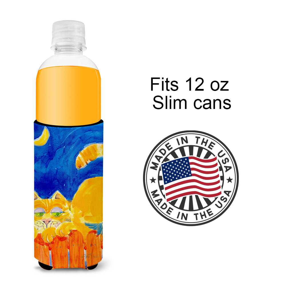 Big orange Tabby cat on the fence Ultra Beverage Insulators for slim cans 6020MUK.