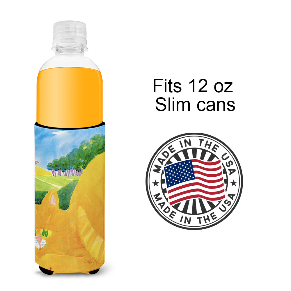 Big Orange Tabby Cat on the Golf Course Ultra Beverage Insulators for slim cans 6021MUK.