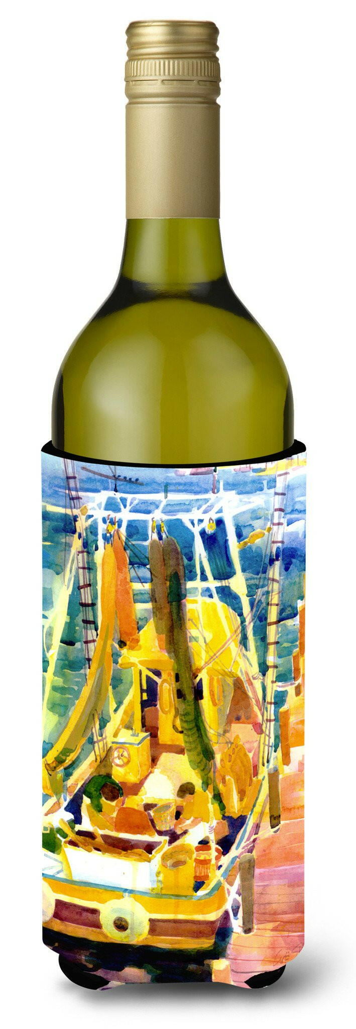 Shrimp Boats Wine Bottle Beverage Insulator Beverage Insulator Hugger by Caroline&#39;s Treasures