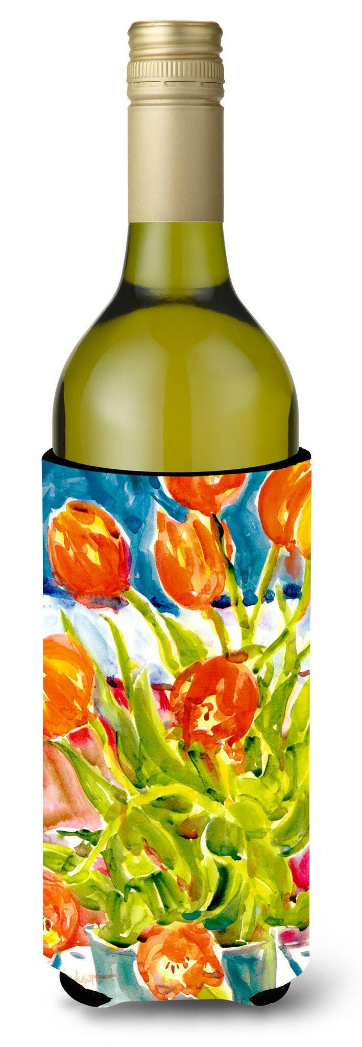Flowers - Tulips Wine Bottle Beverage Insulator Beverage Insulator Hugger by Caroline&#39;s Treasures