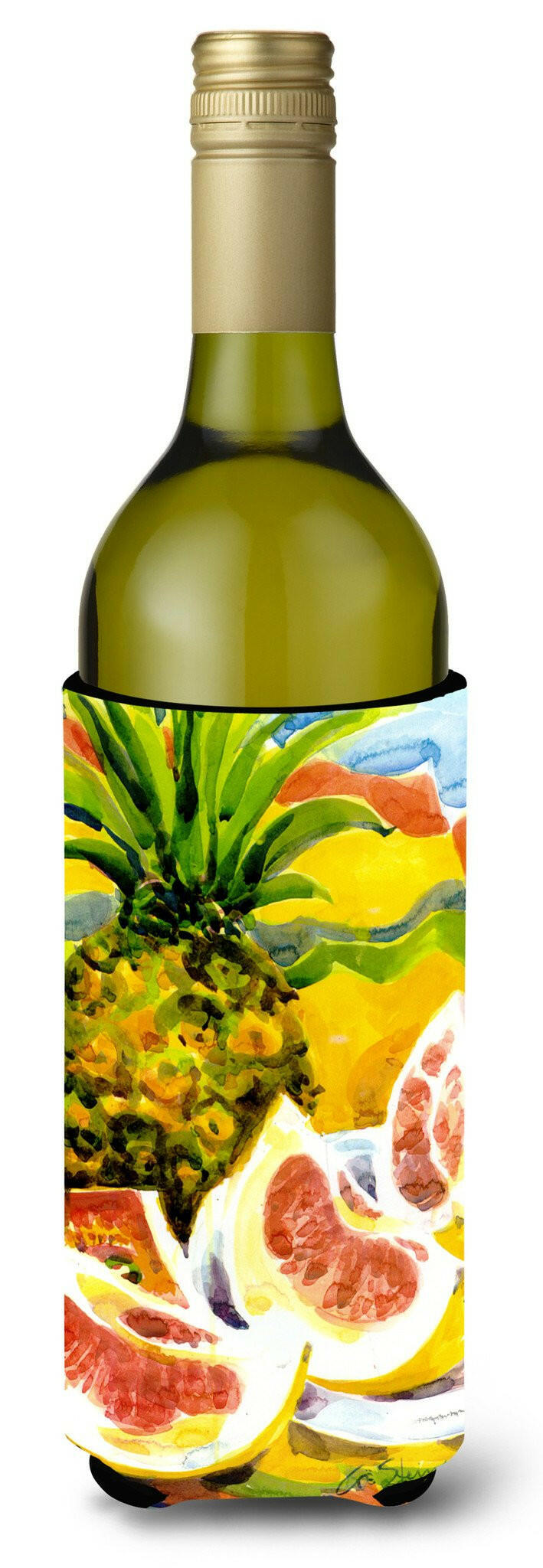 Pineapple Wine Bottle Beverage Insulator Beverage Insulator Hugger by Caroline&#39;s Treasures