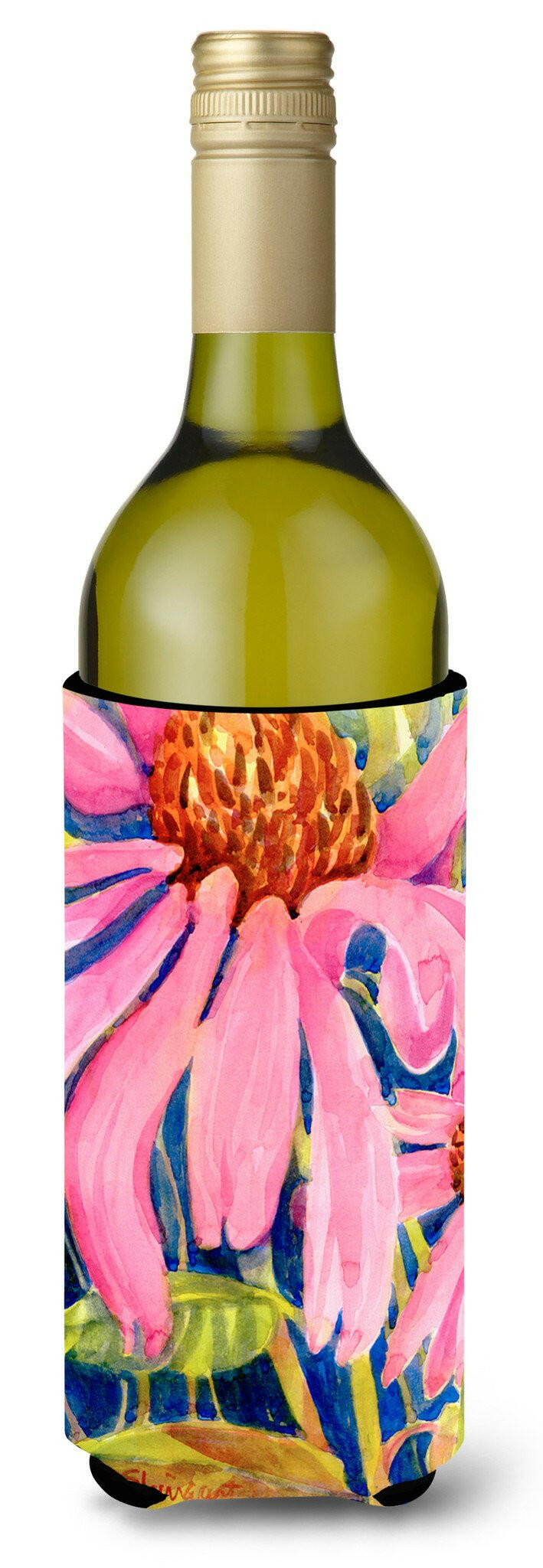 Flower - Coneflower Wine Bottle Beverage Insulator Beverage Insulator Hugger by Caroline&#39;s Treasures