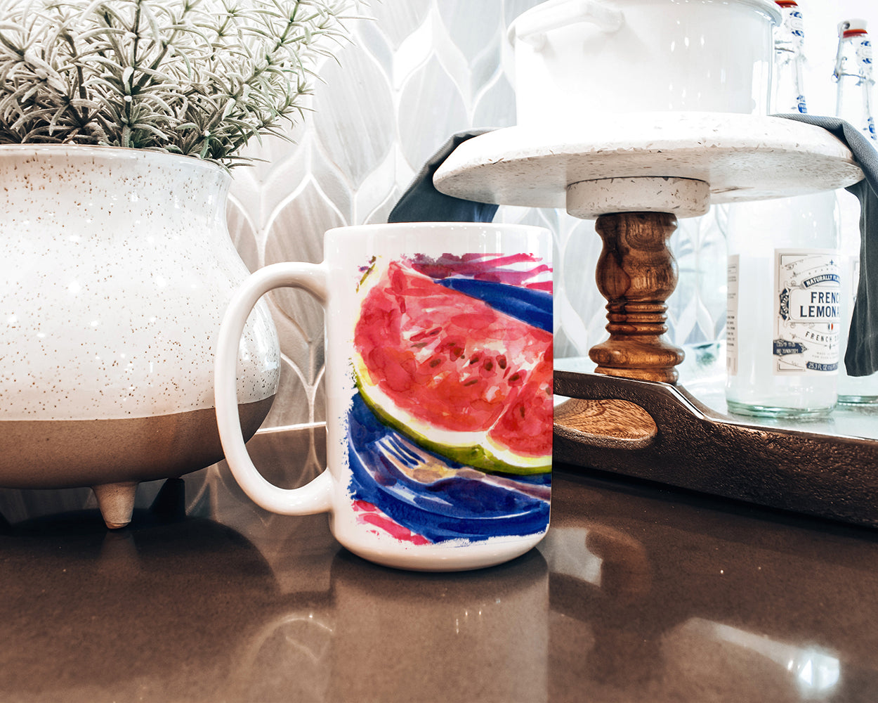 Watermelon Dishwasher Safe Microwavable Ceramic Coffee Mug 15 ounce 6028CM15