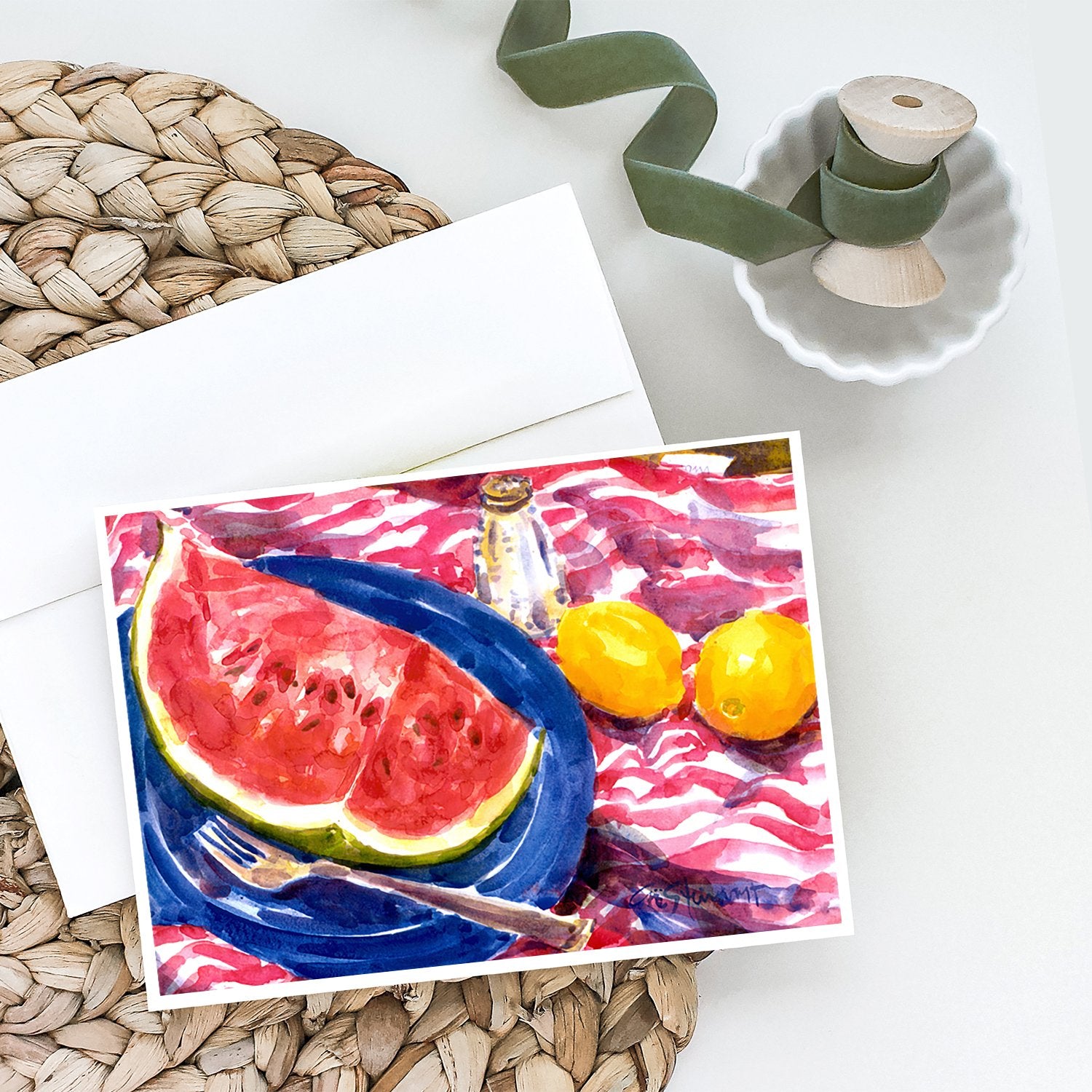 Caroline's Treasures Watermelon Greeting Cards - Blank Note Cards – 8-Pack of Artist-Designed Cards with Envelopes