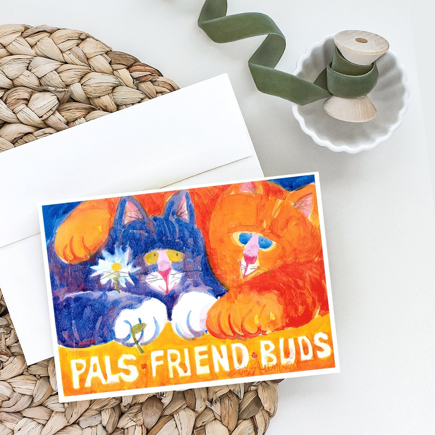 Cats Pals Friends Buds Greeting Cards and Envelopes Pack of 8 - the-store.com