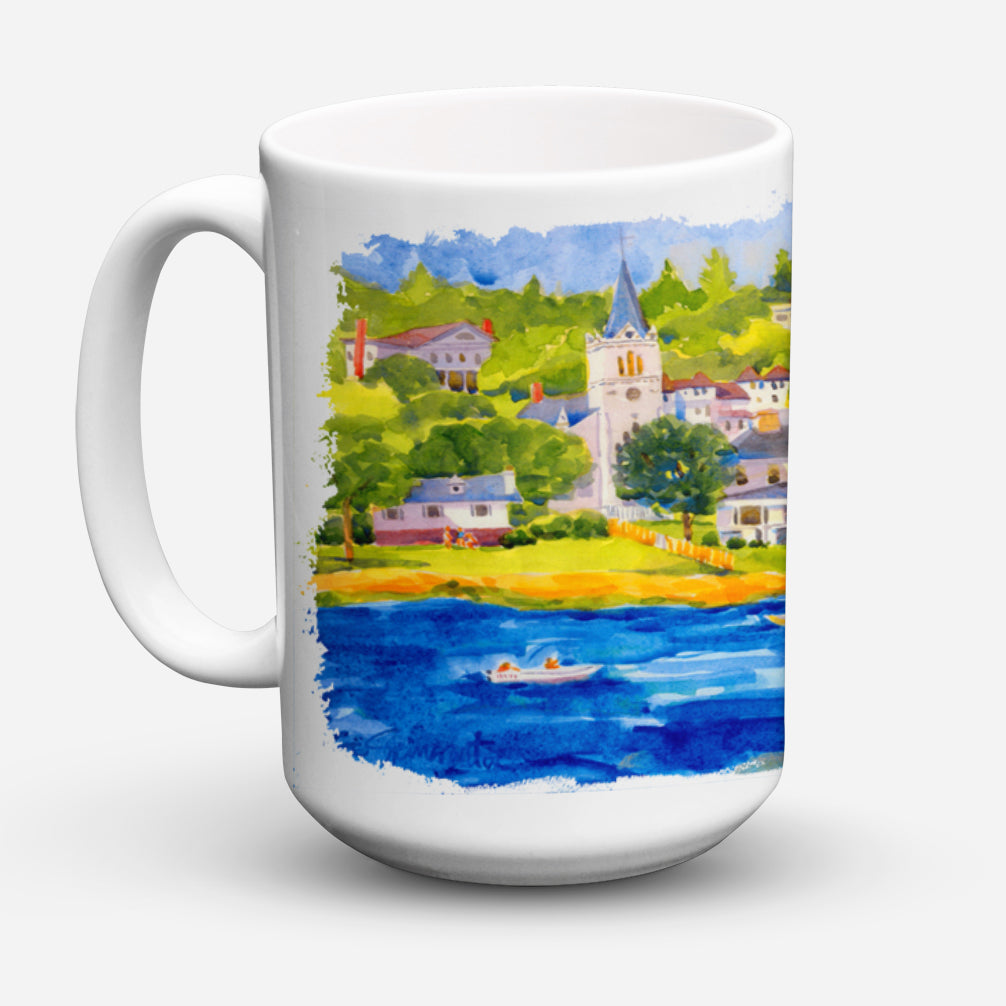 Harbour Scene with Sailboat Dishwasher Safe Microwavable Ceramic Coffee Mug 15 ounce 6031CM15  the-store.com.