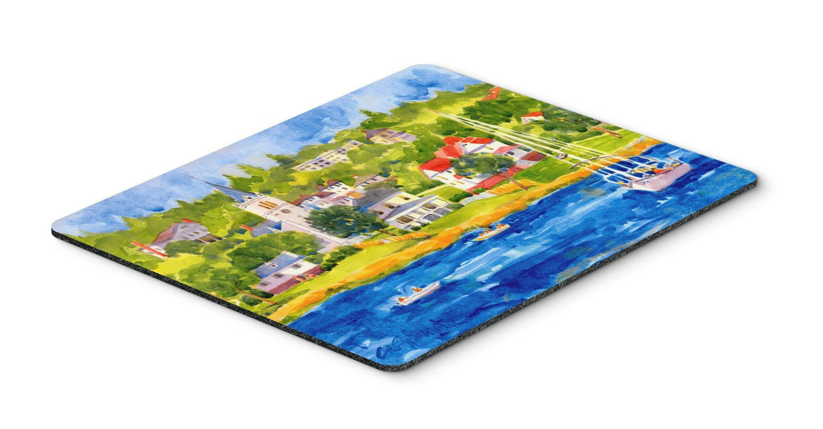 Harbour Scene with Sailboat  Mouse pad, hot pad, or trivet by Caroline's Treasures