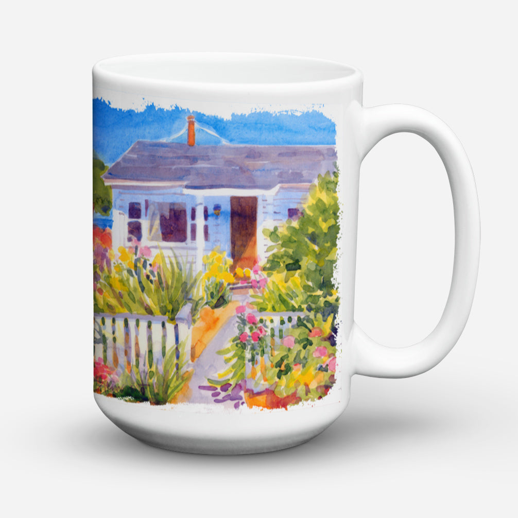 Seaside Beach Cottage Dishwasher Safe Microwavable Ceramic Coffee Mug 15 ounce 6034CM15