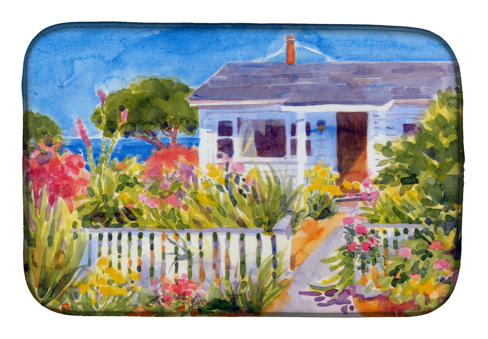 Seaside Beach Cottage Dish Drying Mat 6034DDM  the-store.com.