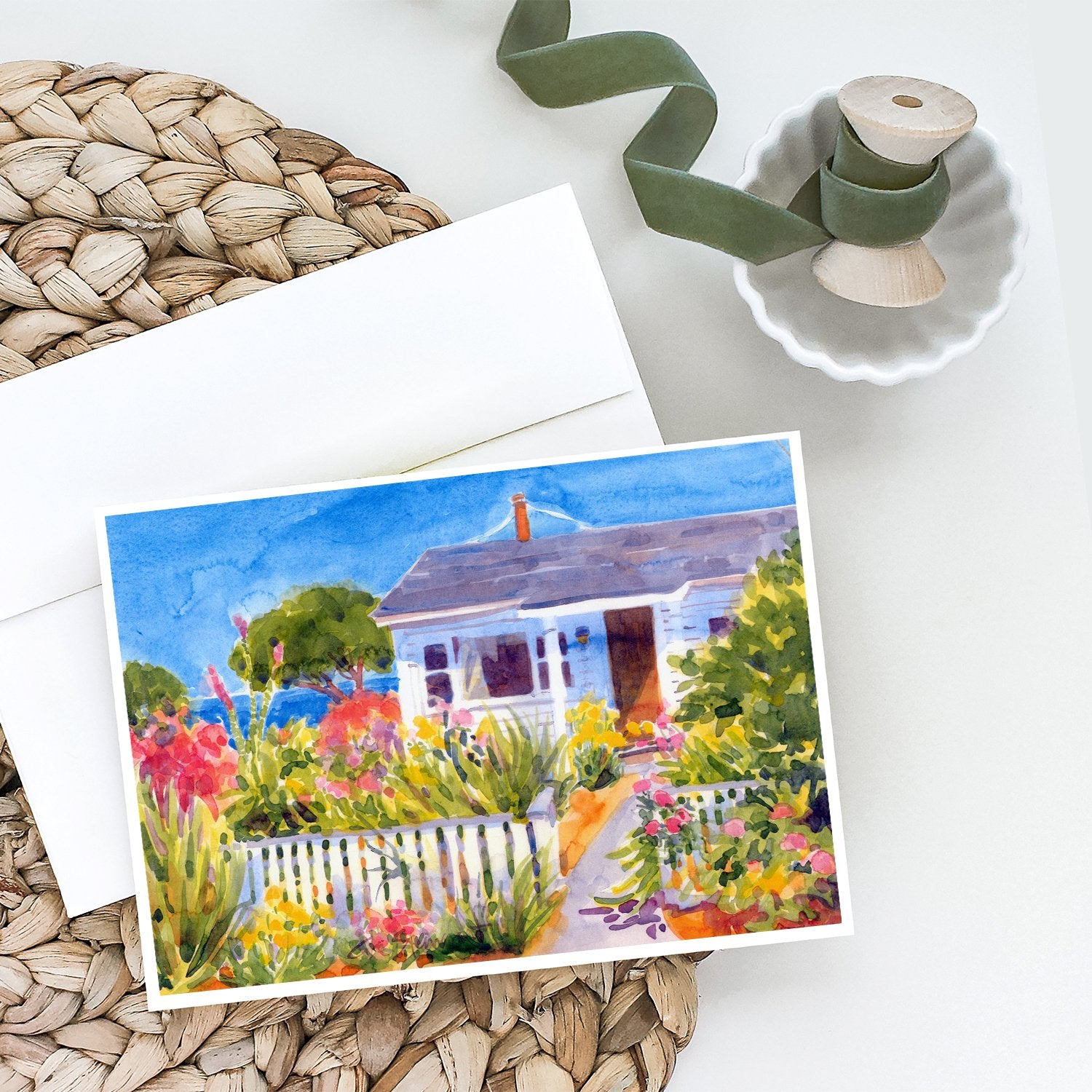 Seaside Beach Cottage Greeting Cards and Envelopes Pack of 8 - the-store.com