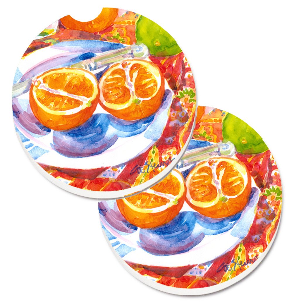 Florida Oranges Sliced for breakfast Set of 2 Cup Holder Car Coasters 6035CARC by Caroline&#39;s Treasures