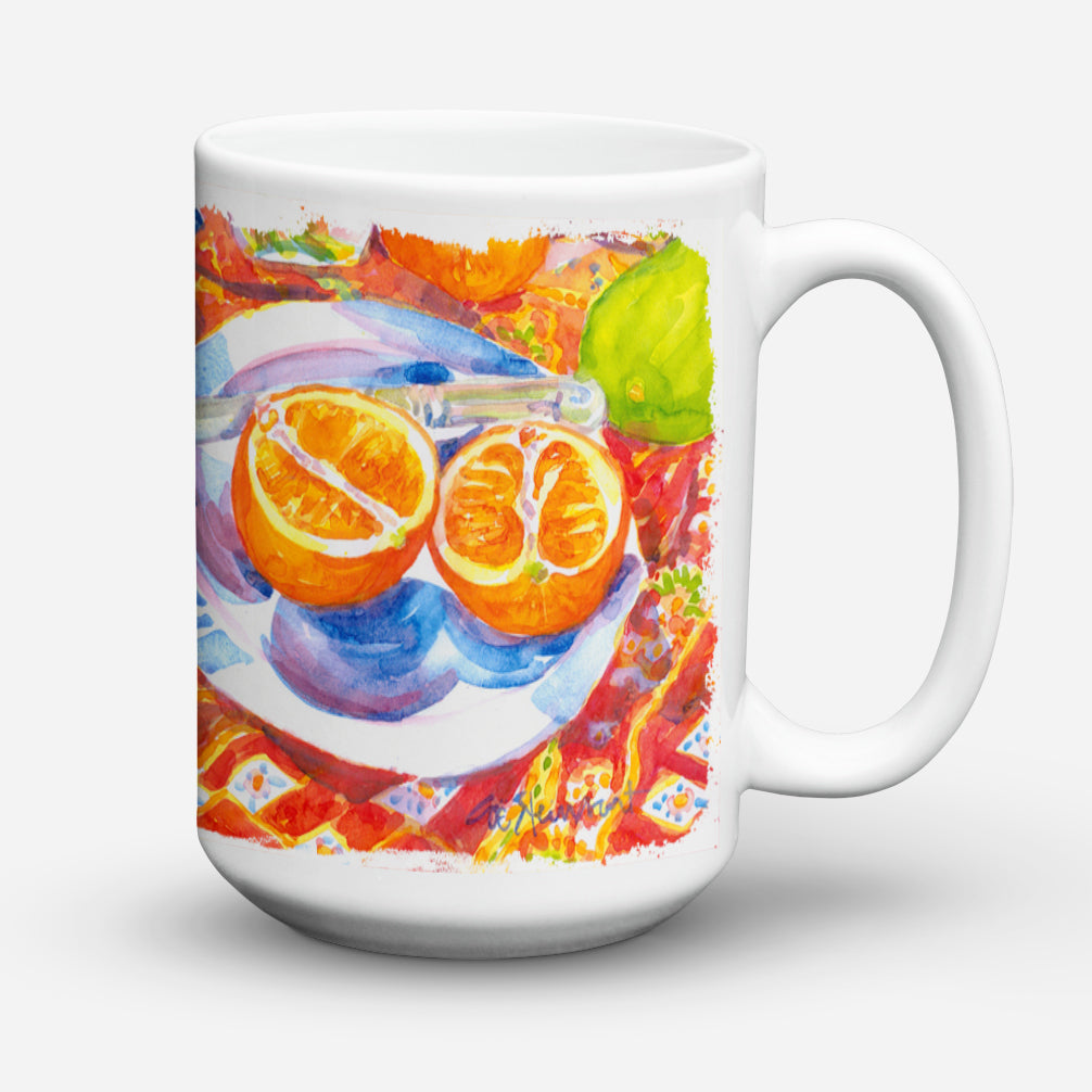 Caroline's Treasures Florida Oranges Sliced for breakfast Dishwasher Safe Microwavable Ceramic Coffee Mug 15 ounce 6035CM15