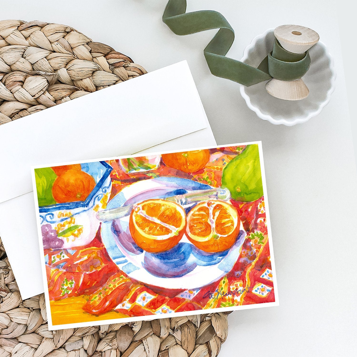 Caroline's Treasures Florida Oranges Sliced for breakfast Greeting Cards - Blank Note Cards – 8-Pack of Artist-Designed Cards with Envelopes