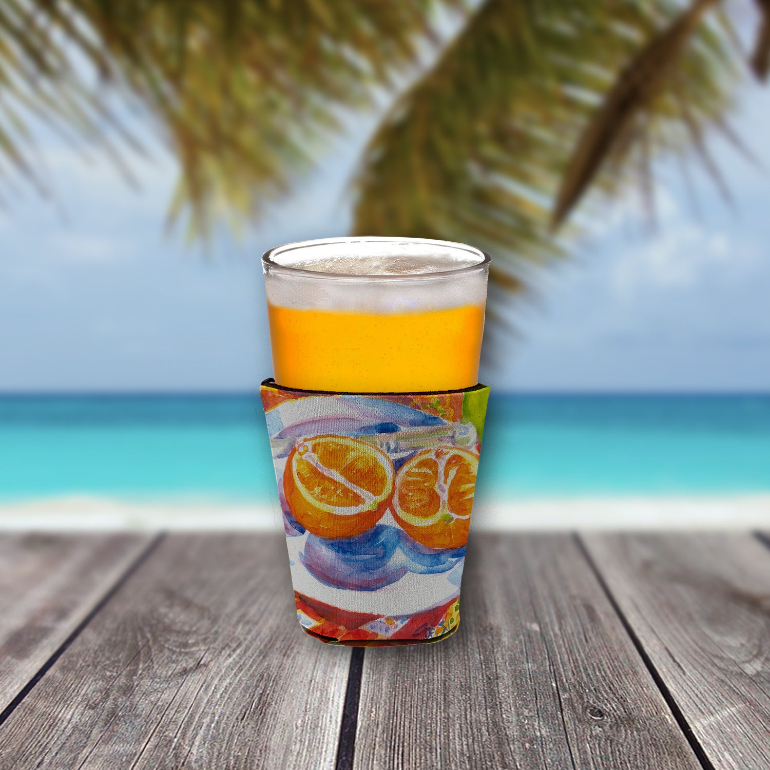 Oranges de Floride coupées en tranches pour le petit-déjeuner Red Solo Cup Beverage Insulator Hugger