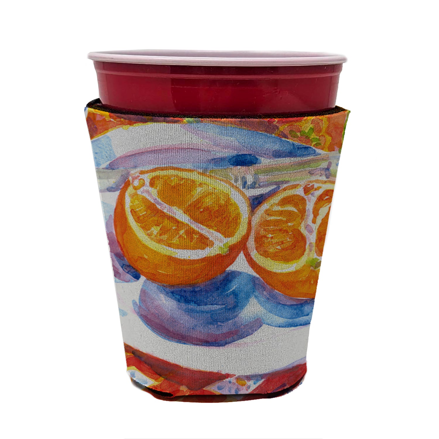 Florida Oranges Sliced for breakfast  Red Cup Beverage Insulator Hugger  the-store.com.