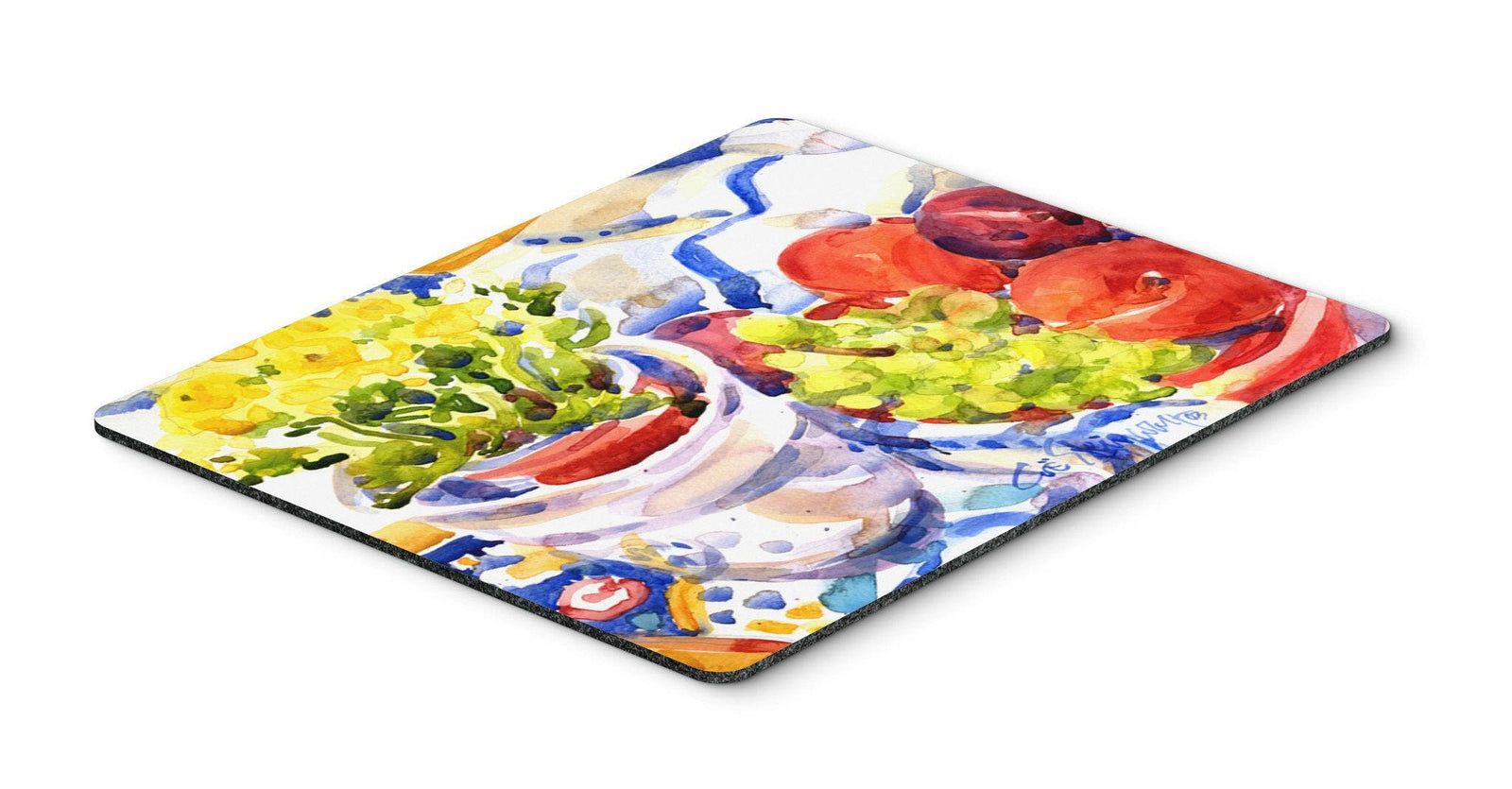 Apples, Plums and Grapes with Flowers  Mouse pad, hot pad, or trivet by Caroline's Treasures