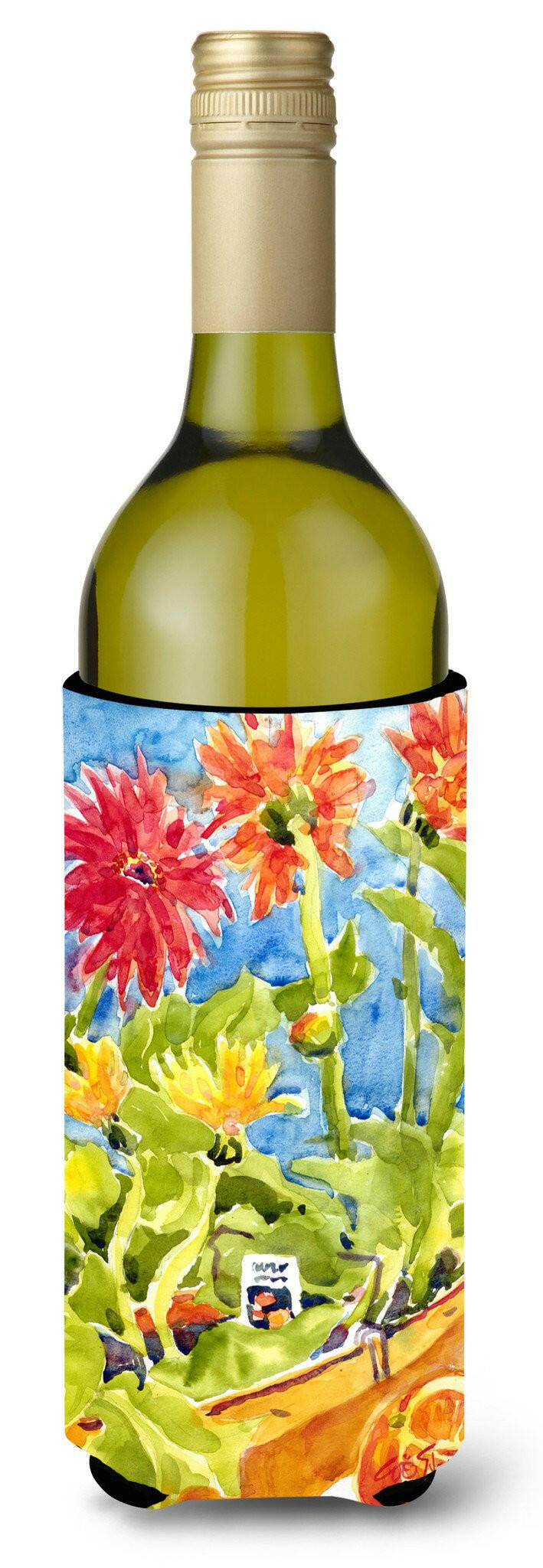 Flower - Gerber Daisies Wine Bottle Beverage Insulator Beverage Insulator Hugger by Caroline&#39;s Treasures