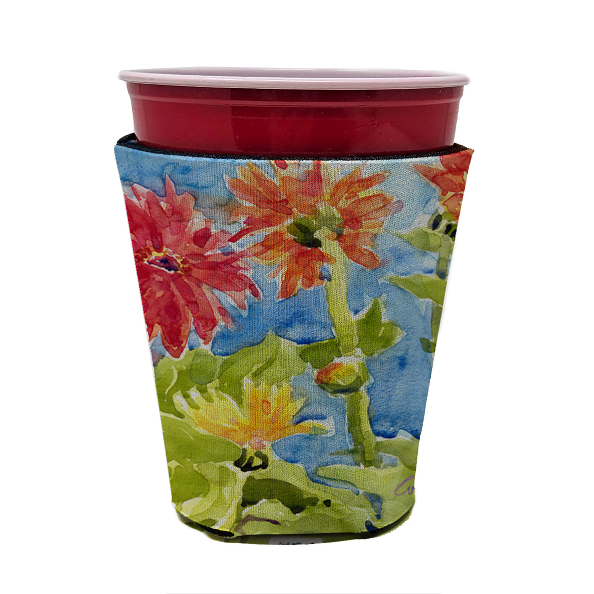 Flower - Gerber Daisies Red Cup Beverage Insulator Hugger  the-store.com.