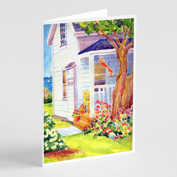 Buy this White Cottage at the beach Greeting Cards and Envelopes Pack of 8
