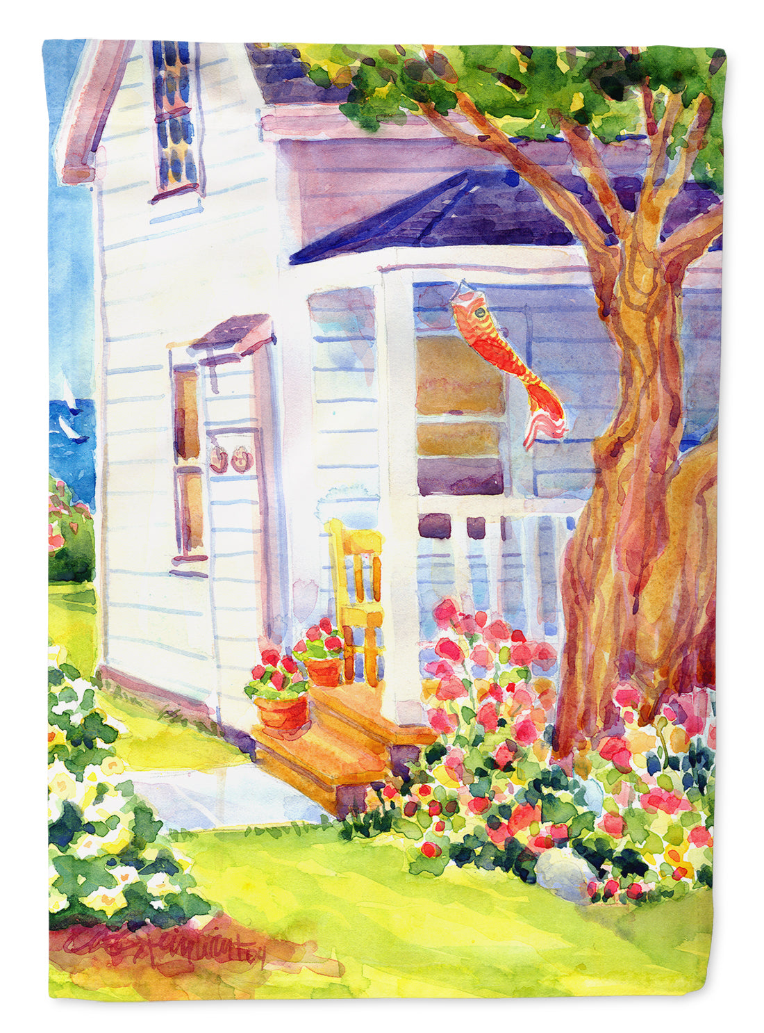 White Cottage House at the lake or Beach Flag Garden Size