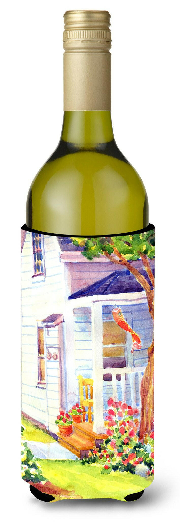 White Cottage at the beach Wine Bottle Beverage Insulator Beverage Insulator Hugger by Caroline&#39;s Treasures