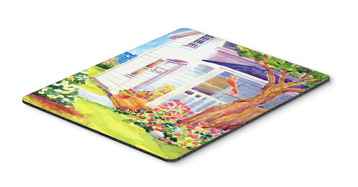 White Cottage House at the lake or Beach Mouse Pad, Hot Pad or Trivet by Caroline&#39;s Treasures