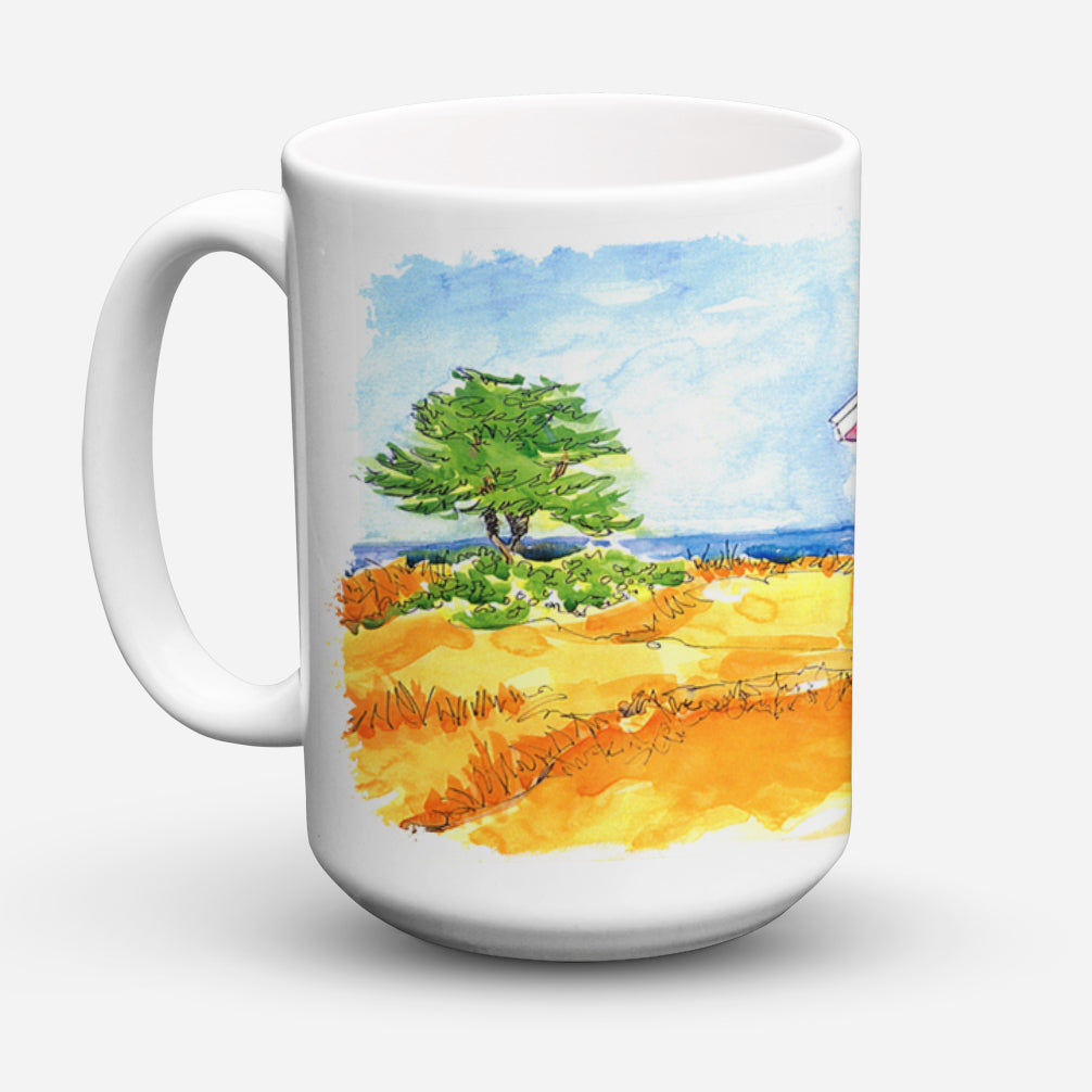 Old Red Cottage House at the lake or Beach Dishwasher Safe Microwavable Ceramic Coffee Mug 15 ounce 6041CM15  the-store.com.