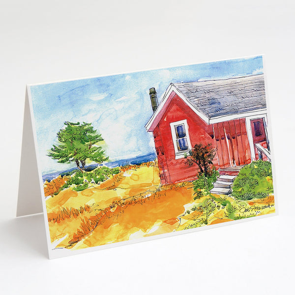 Buy this Old Red Cottage House at the lake or Beach Greeting Cards and Envelopes Pack of 8
